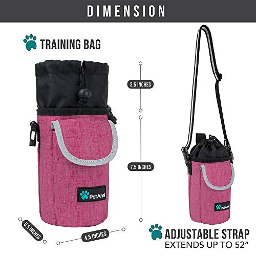 PetAmi Dog Treat Pouch, Large Hands-Free Training Bag, Pink - color: Pink