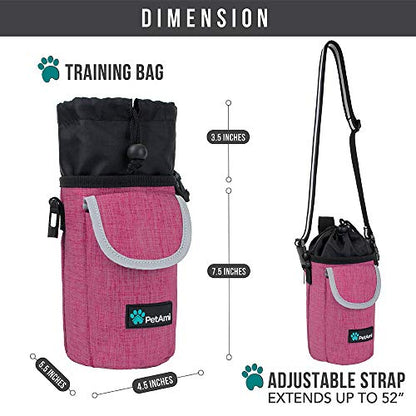 PetAmi Dog Treat Pouch, Large Hands-Free Training Bag, Pink - color: Pink