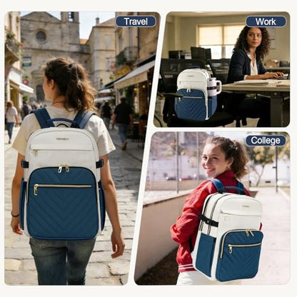 VANKEAN 18 Inch Laptop Backpack for Women Large Capacity - color: Beige-haze Blue, size: 18 Inch