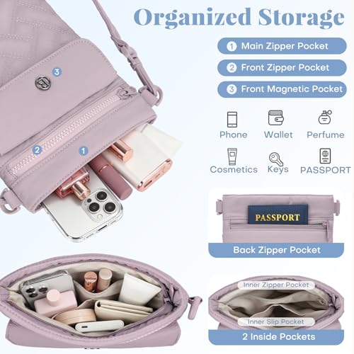 Crossbody Bags for Women, Puffer Shoulder Cell Phone Purse - color: A03-purple