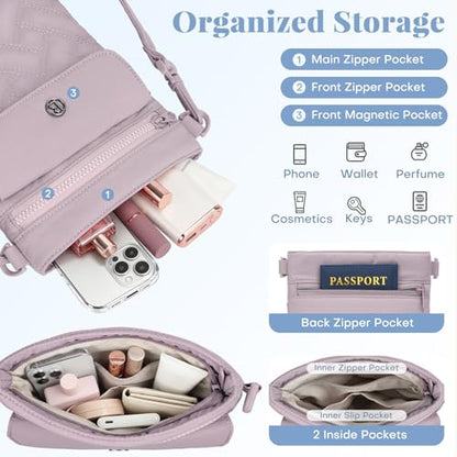 Crossbody Bags for Women, Puffer Shoulder Cell Phone Purse - color: A03-purple
