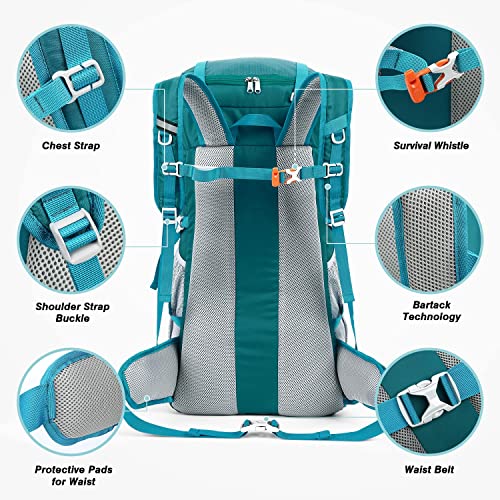 HOMIEE 50L Hiking Backpack Travel Bag Waterproof Camping Rucksack - color: Green