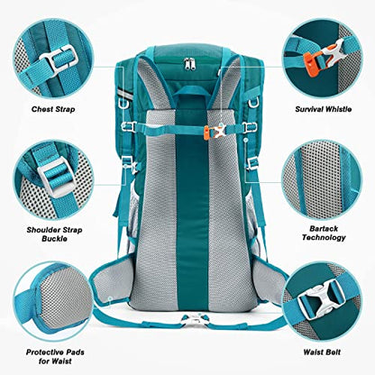 HOMIEE 50L Hiking Backpack Travel Bag Waterproof Camping Rucksack - color: Green