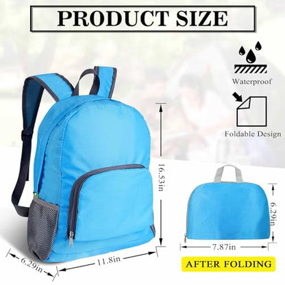 Foldable Backpack Travel Collapsible Backpacks Lightweight Packable Backpacks Men Women Foldable Day Pack for Travel, Hiking, Walking, Cycling, Camping (Sky Blue) - color: Sky Blue
