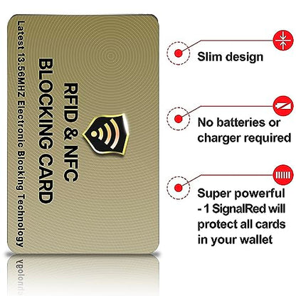 SaiTech IT 3 Pack RFID Blocking Card for Credit Debit ID Card, Golden - color: Golden