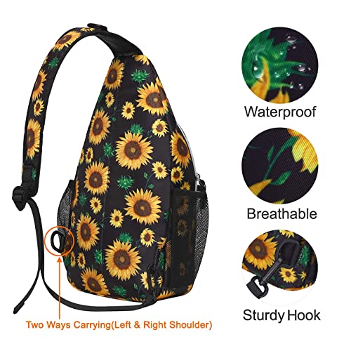 MOSISO Crossbody Sling Backpack, Travel Hiking Daypack - color: Black