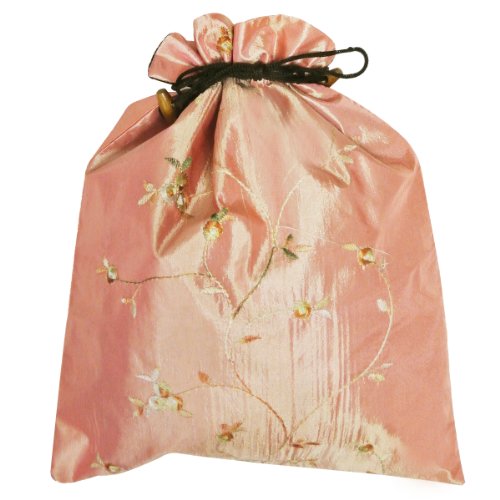 Wrapables Beautiful Embroidered Silk Travel Bag for Lingerie & Shoes - Peach - color: Peach, size: 14"L x 11"W