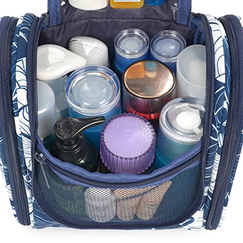 Narwey Hanging Travel Toiletry Bag for Women, Cosmetic Makeup Bag - color: B-Blue Lotus, size: Medium
