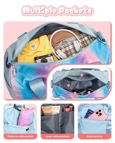 Birthday Gifts for 3 4 5 6 7 8 9 10 11 Year Old Girls-Girl Gym Bag - color: Rainbow Blue, style: B