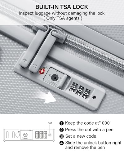 Hanke Upgraded Elite 2 Piece Luggage Set, 20 Inch Carry On & 29 Inch Extra Large Checked Suitcase, PC Hard Shell Suitcases with Wheels, TSA Lock, Explosion-Proof Zipper Travel Set,Grey - color: Grey, size: 2-Piece Set（20/29）