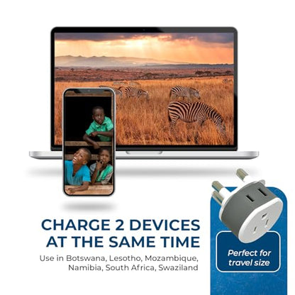 OREI South Africa, Botswana, Namibia Power Plug Adapter with 2 USA Inputs - Travel 3 Pack - Type M (US-10L), Safe Grounded Use with Cell Phones, Laptop, Camera Chargers, CPAP, and More - style: Type M-South Africa