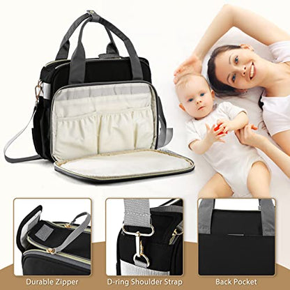 GOGOSO Crossbody Small Diaper Bag, Cute Mini Baby Diaper Tote Bags with Insulated Pockets for Traveling Outdoor Parent, Black - color: Black