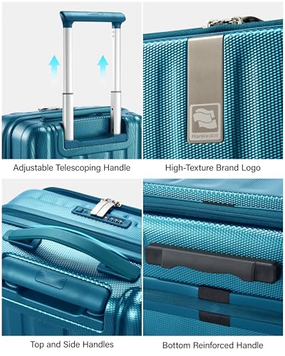 Hanke Top Opening Carry-On - Expandable 16 Inch Airline Approved Spinner - color: Caribbean Blue, size: 20 Inch Expandable