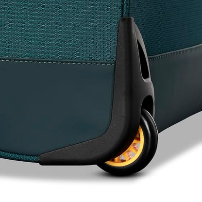 High Sierra Hi-Life 22-Inch Carry-On Wheeled Duffle - Features Smooth Rolling Wheels, WetPak Pockets, Stack-It Strap, Adjustable Handle, Fleece Pocket, Padded Laptop Sleeve, Expandable - Green/Yellow - color: Green/Yellow, size: 22-Inch Carry-On