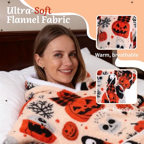 Capecage Long Wearable Blanket Hoodie with Big Pocket,Gift for Women or Men - color: Pumpkin2