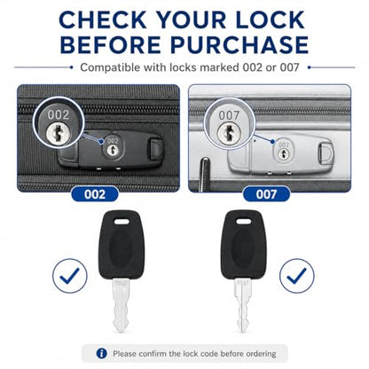 002 007 Luggage Lock Replacement Key Set for Suitcase Locks with Split Rings and S Hook