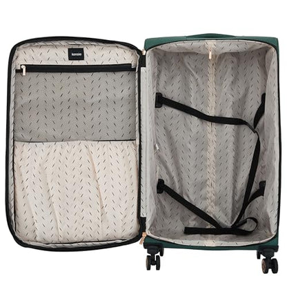 kensie Hudson Softside 3-Piece Spinner Luggage Set, Smoke Pine - color: Smoke Pine