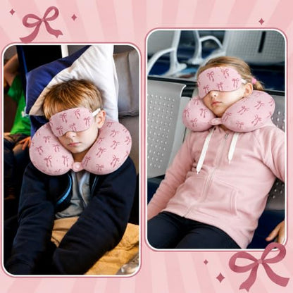 Gilprop 2 Pcs Bow Neck Pillow for Travel with Sleep Eye Mask - style: Bow