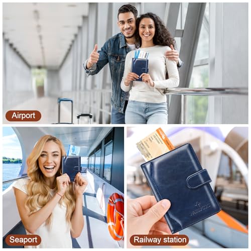 Passport Holder for Travel Essentials Wallet Cover Case Women Men Gift - color: D-Blue
