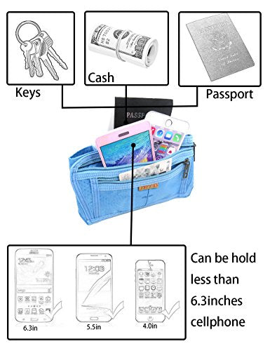 Naoki Outdoor Sports Running Jogging Cycling Hiking Camping Climbing Travel Ultra-thin Waterproof Polyester Waist Pack/Bag Runner Belt(Sky Blue) - color: Z-Sky Blue