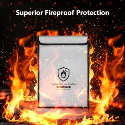 BBMars 3 Pack Fireproof Waterproof Document Bag, Zipper Money Pouch