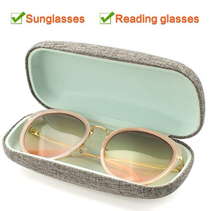 Vemiss Hard Shell Sunglasses Case, Large Linen Fabric Protective Glasses Case for Men Women - color: Grey 1, size: Sunglass Case