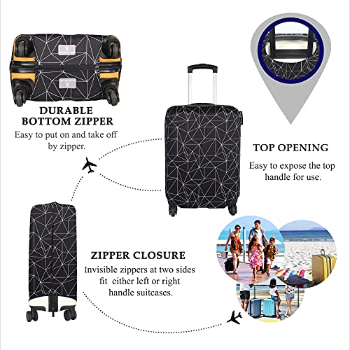 Explore Land Luggage Cover Fits 23-26 inch Case (Black Polygonal, M) - color: Black Polygonal, size: M