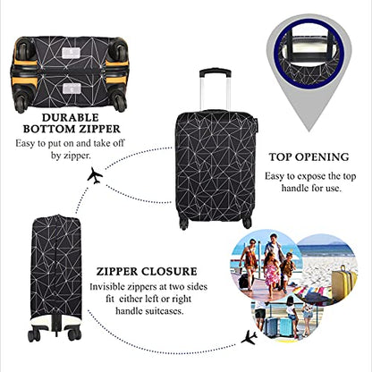 Explore Land Luggage Cover Fits 31-32 inch Case (Black Polygonal, XL) - color: Black Polygonal, size: XL