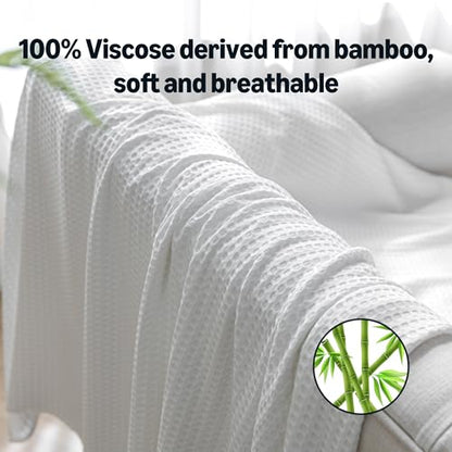 Amazon Basics Waffle 100% Viscose from Bamboo Blanket, Twin XL, White - color: White, size: Twin XL