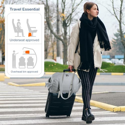 TOPDesign Travel Duffel Bag, Puffy Carry On Overnight, Gym Bag w/Wet Pocket - color: Light Grey