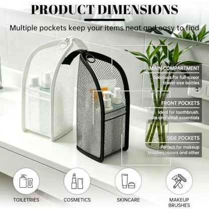 2 Pack Standing Toiletry Bag, Waterproof EVA Travel Organizer Black & White