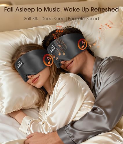 MUSICOZY Luxury 3D Silk Sleep Mask Bluetooth 5.4 Headphones - color: Midnight Black