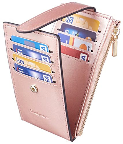 Chelmon Women's RFID Slim Card Holder Wallet - color: Rose Gold Classic