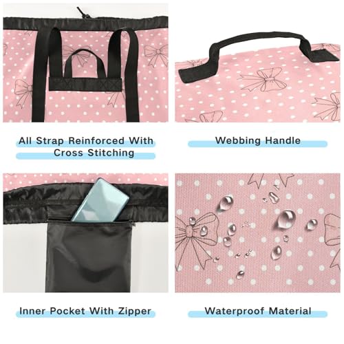 Bow Polka Dot Light Laundry Bag Backpack Bags Mesh Wash Laundry Bags Dirty Clothes Organizer for Vacation Road Trip Essentials Dorm - color: 18-Bow Polka Dot