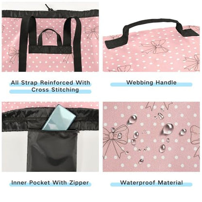 Bow Polka Dot Light Laundry Bag Backpack Bags Mesh Wash Laundry Bags Dirty Clothes Organizer for Vacation Road Trip Essentials Dorm - color: 18-Bow Polka Dot