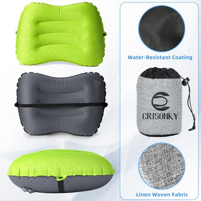 Crisonky Camping Pillow,Ultralight Inflatable Travel Pillow for Backpacking - color: Light Green
