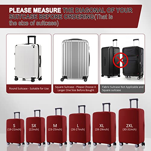 Travel Luggage Cover - Scratch-Resistant Fit 19-31 Inch, Claret (S(19-21 inch)) - color: Claret, size: 19-21 inch