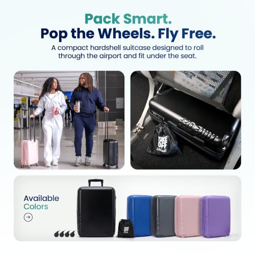 TAKE OFF 18 Inch Personal Item Suitcase Removable Wheels Underseat Bag - color: Purple, size: 18" - Personal Item 4.0