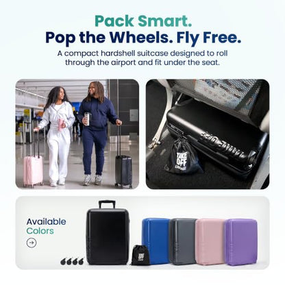 TAKE OFF 18 Inch Personal Item Suitcase Removable Wheels Underseat Bag - color: Blue, size: 18" - Personal Item 4.0