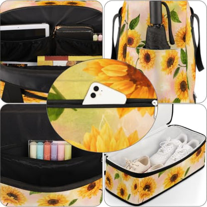 Sunflower Travel Duffle Bags With Shoes Compartment Weekender Overnight Bag - color: print 11