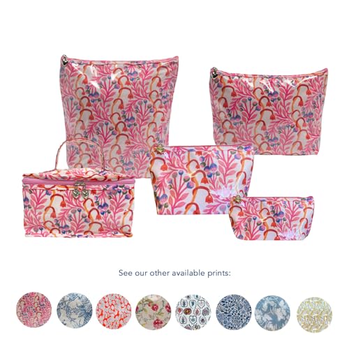 Extra Small Cosmetic Bag – Splash-Proof Travel Makeup Pouch with PVC Lining, Compact Bridal & Bridesmaid Toiletry Bag, Easy-Clean Cosmetic Case – Strawberry Vine - color: Strawberry Vine, size: Extra Small Cosmetic Bag