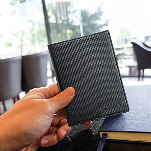 Polare Slim RFID Blocking Leather Passport Holder Travel Bifold Wallet For Men (Carbon Black) - color: Carbon Black