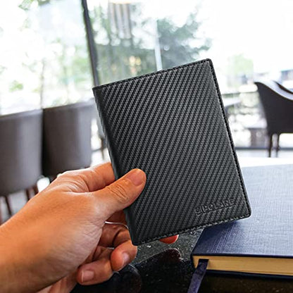 Polare Slim RFID Blocking Leather Passport Holder Travel Bifold Wallet For Men (Carbon Black) - color: Carbon Black