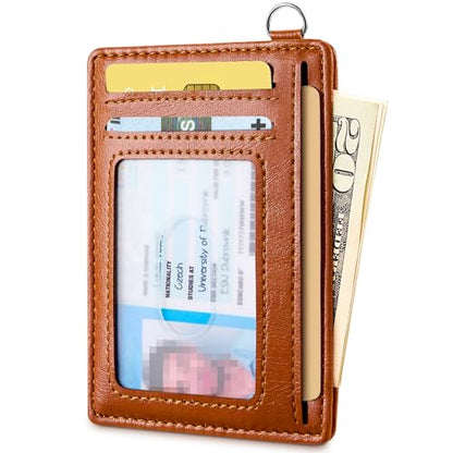 Mayski Slim Wallet, Credit Card Holder for Women, Minimalist Front Pocket RFID Blocking Card Cases, Small Wallet Women Men(Oiled Wax Brown) - color: Oiled Wax Brown