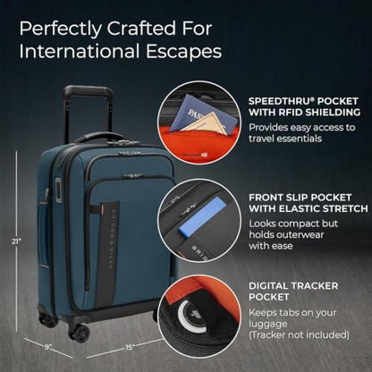 Briggs & Riley ZDX Global Softside Carry-On Spinner, Ocean - color: Ocean, size: 21" Carry-On