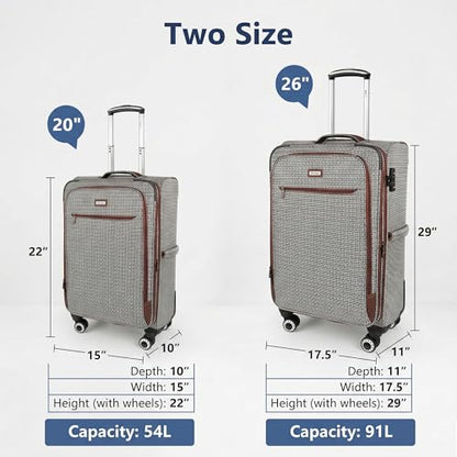 2-Piece Softside Luggage Set（20/26in）, Expandable,TSA LOCK - color: COLOR-8