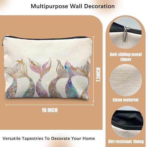 Mermaid Gifts for Women Girl, Mermaids Tail Makeup Bag Cosmetic Bag for Purse,Preppy Beach Cosmetic Bag for Purse, Aesthetic Ocean Coastal Makeup Zipper Pouch - color: Mermaid Tail