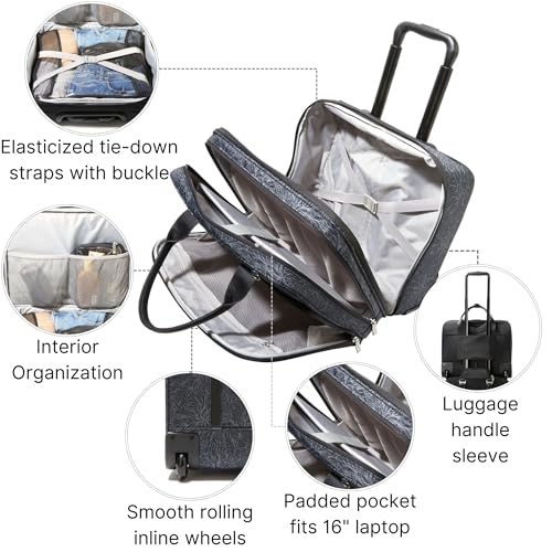 Baggallini Women's 2 Wheel Tote - color: Midnight Blossom Print