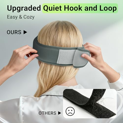 Bamboo Cotton Sleep Mask with Bluetooth Headphones, 100% Blackout, Grey - color: Gray