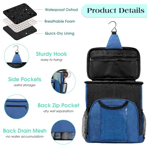 Attmu Mesh Shower Caddy Portable Dorm Room Essentials, Toiletry Tote Bag - color: Blue